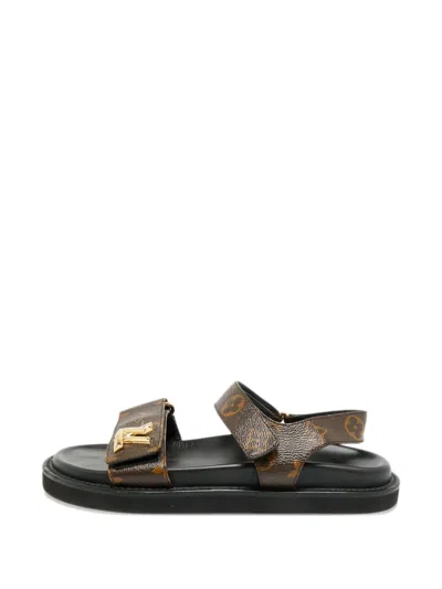 Pre-owned Louis Vuitton Monogram-patterned Sandals In Brown