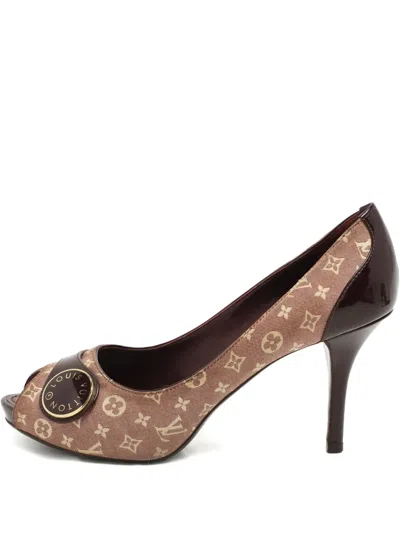Pre-owned Louis Vuitton Monogram Peep-toe Pumps In Brown