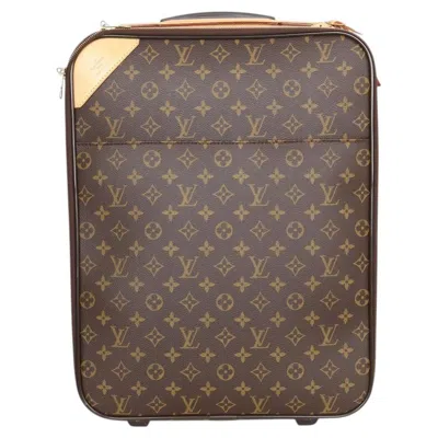 Pre-owned Louis Vuitton Monogram Pegase 45 Roller Suitcase In Gray