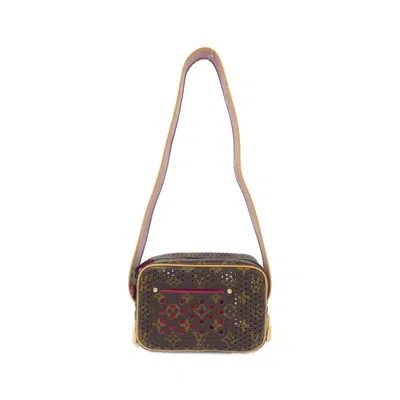 Pre-owned Louis Vuitton Monogram Perfo Fuchsia Marron Coated Canvas Shoulder Bag ()