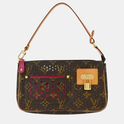 Pre-owned Louis Vuitton Monogram Perfo Pochette Accessoires Handbag In Brown