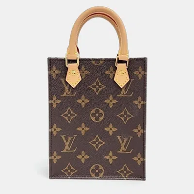 Pre-owned Louis Vuitton Monogram Petit Sac Plat Bag In Brown