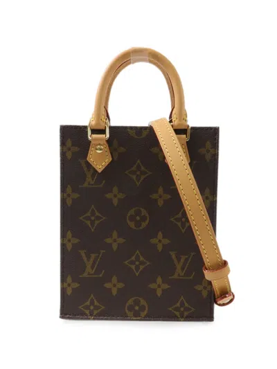 Pre-owned Louis Vuitton Monogram Petit Sac Plat Shoulder Bag In Brown