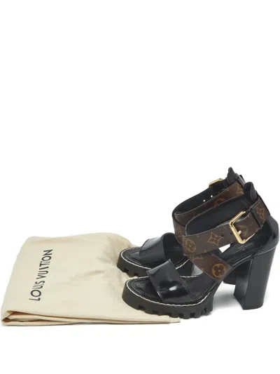 Pre-owned Louis Vuitton Monogram Platform Sandals In Black