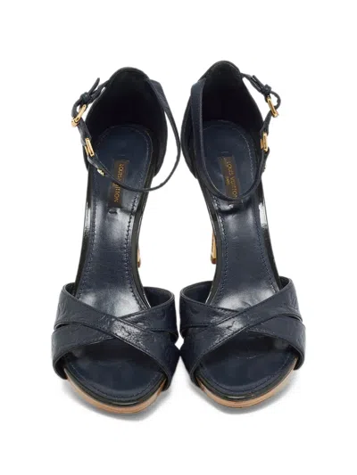 Pre-owned Louis Vuitton Monogram Platform Sandals In Blue
