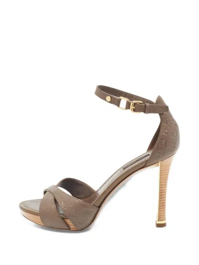 Pre-owned Louis Vuitton Monogram Platform Sandals In Brown