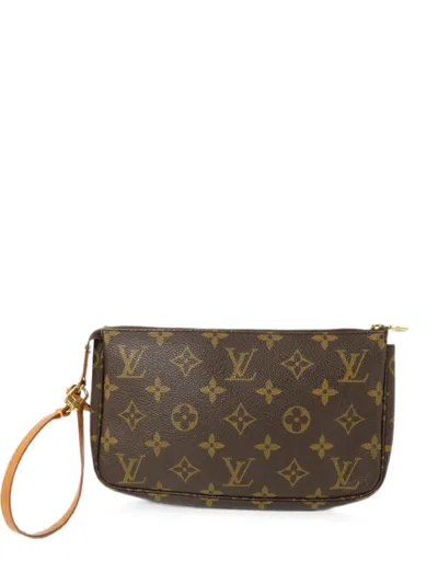 Pre-owned Louis Vuitton Monogram Pochette Accessoires Clutch Bag In Brown