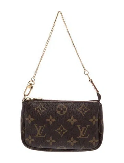 Pre-owned Louis Vuitton Monogram Pochette Accessoires Mini In Brown