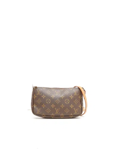 Pre-owned Louis Vuitton Monogram Pochette Accessoires W. Short & Long Strap Bag In Brown