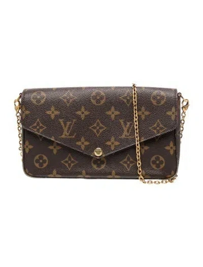 Pre-owned Louis Vuitton Monogram Pochette Félicie In Gray