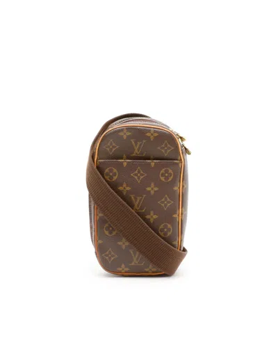 Pre-owned Louis Vuitton Monogram Pochette Ganju Bag In Brown