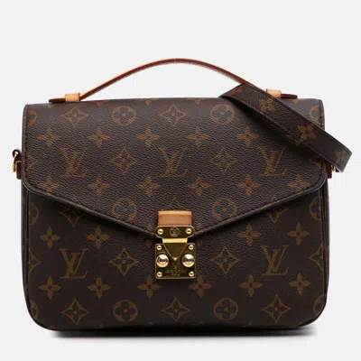 Pre-owned Louis Vuitton Monogram Pochette Metis In Brown