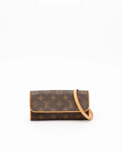 Pre-owned Louis Vuitton Monogram Pochette Twin Pm Bag In Brown
