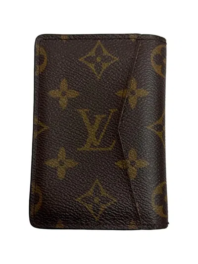 Pre-owned Louis Vuitton Monogram Pocket Organizer Wallet In Brown