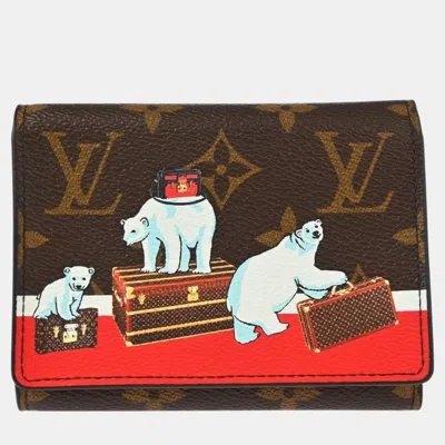 Pre-owned Louis Vuitton Monogram Polar Bear Trifold Wallet In Brown