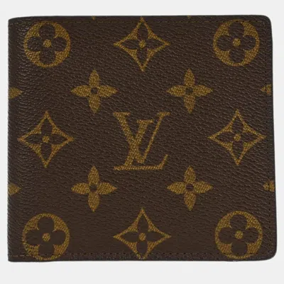 Pre-owned Louis Vuitton Monogram Porte Billets Cartes Credit Wallet In Brown