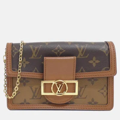 Pre-owned Louis Vuitton Monogram Portefeuille Dauphine Chain Wallet In Brown