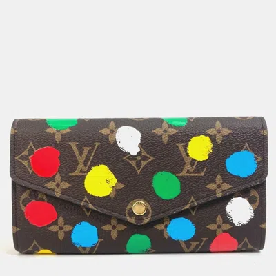 Pre-owned Louis Vuitton Monogram Portefeuille Sarah Nm Bifold Long Wallet Canvas Brown