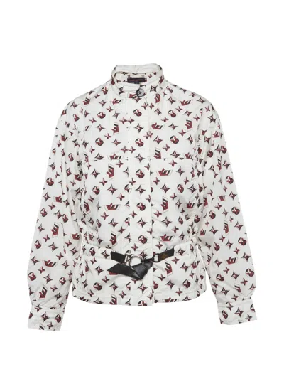 Pre-owned Louis Vuitton Monogram Print Jacket In White