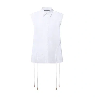 Louis Vuitton Monogram Relief Gathered Blouse In White