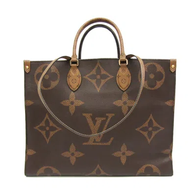 Pre-owned Louis Vuitton Monogram Reverse Beige Brown Monogram Reverse Shoulder Bag Tote Bag ()
