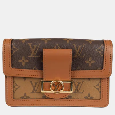 Pre-owned Louis Vuitton Monogram Reverse Canvas Dauphine Bumbag - '10s Brown Leather
