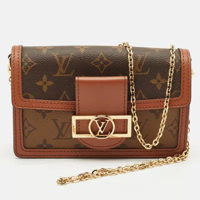 Pre-owned Louis Vuitton Monogram Reverse Canvas Dauphine Wallet On Chain