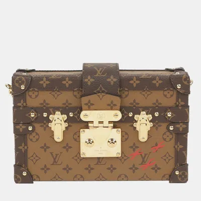 Pre-owned Louis Vuitton Monogram Reverse Canvas Petite Malle Clutch Bag In Brown