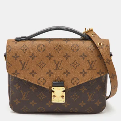 Pre-owned Louis Vuitton Monogram Reverse Canvas Pochette Metis Bag In Brown