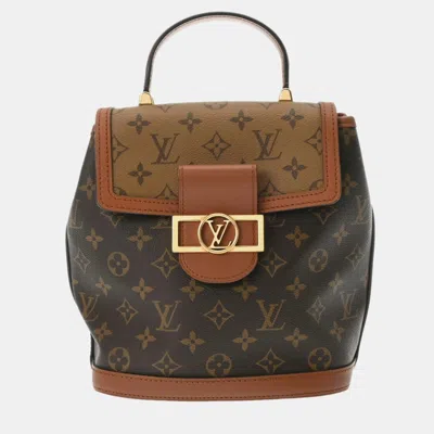 Pre-owned Louis Vuitton Monogram Reverse Dauphine Brown Canvas Backpack