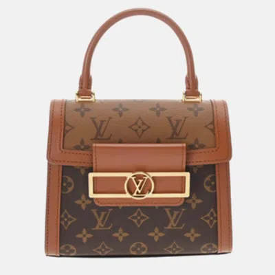 Pre-owned Louis Vuitton Monogram Reverse Dauphine Capital Brown Canvas Bag
