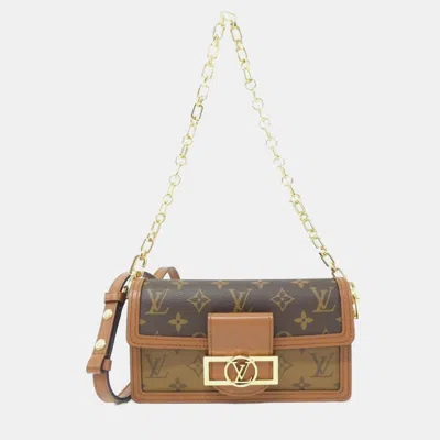 Pre-owned Louis Vuitton Monogram Reverse Dauphine East West Shoulder Bag In Brown