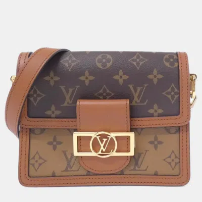 Pre-owned Louis Vuitton Monogram Reverse Dauphine Mini Shoulder Bag In Brown