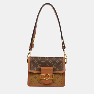 Pre-owned Louis Vuitton Monogram Reverse Dauphine Mini Shoulder Bag In Brown