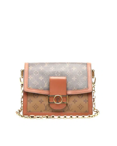 Pre-owned Louis Vuitton Monogram Reverse Dauphine Mm Bag In Brown