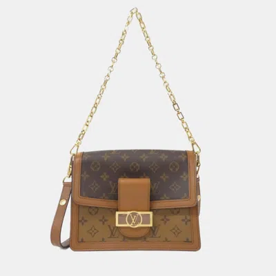 Pre-owned Louis Vuitton Monogram Reverse Dauphine Mm Shoulder Bag In Brown