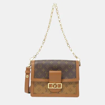 Pre-owned Louis Vuitton Monogram Reverse Dauphine Mm Shoulder Bag In Blue