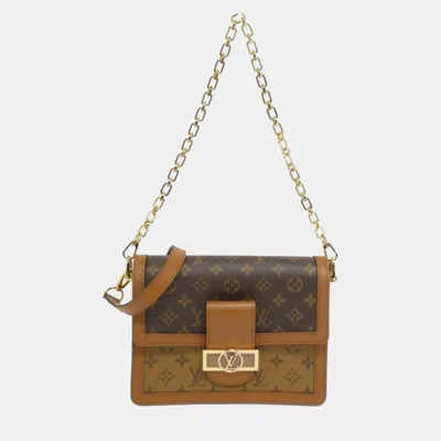 Pre-owned Louis Vuitton Monogram Reverse Dauphine Mm Shoulder Bag In Brown