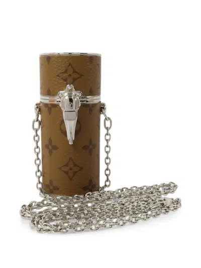 Pre-owned Louis Vuitton Monogram Reverse Lipstick Case Charm In Brown