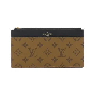 Pre-owned Louis Vuitton Monogram Reverse Marron Coated Canvas Long Wallet (bi-fold) ()