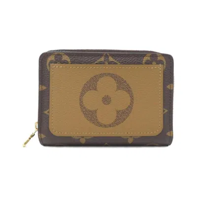 Pre-owned Louis Vuitton Monogram Reverse Marron Coated Canvas Wallet (bi-fold) () In Brown