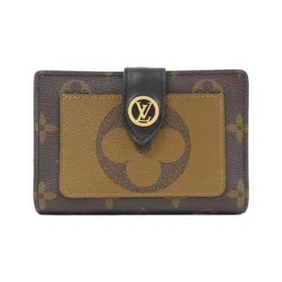 Pre-owned Louis Vuitton Monogram Reverse Marron Coated Canvas Wallet (bi-fold) () In Brown