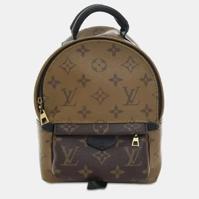 Pre-owned Louis Vuitton Monogram Reverse Mini Palm Springs Bag In Brown