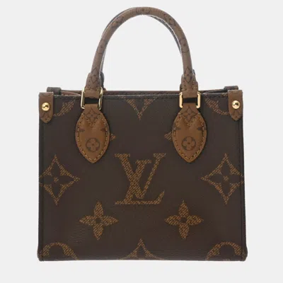 Pre-owned Louis Vuitton Monogram Reverse On The Go Bb Brown Leather Handbag