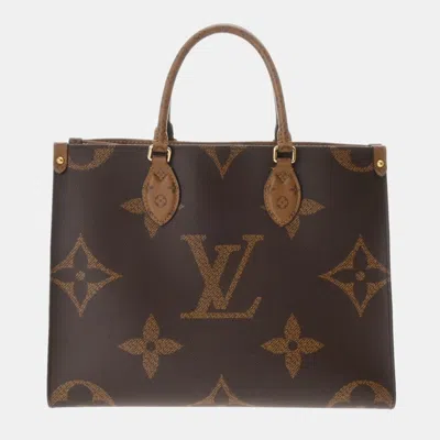 Pre-owned Louis Vuitton Monogram Reverse On The Go Mm Brown Canvas Handbag