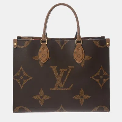 Pre-owned Louis Vuitton Monogram Reverse On The Go Mm Tote Brown Canvas Handbag