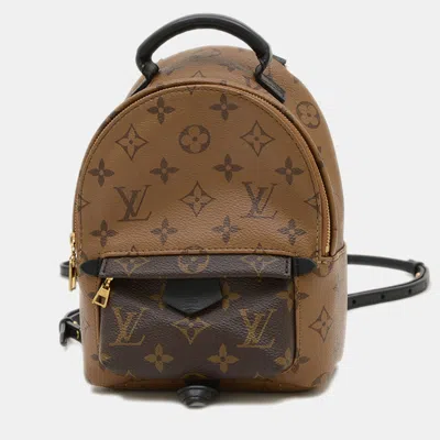 Pre-owned Louis Vuitton Monogram Reverse Palm Springs Backpack Mini In Brown
