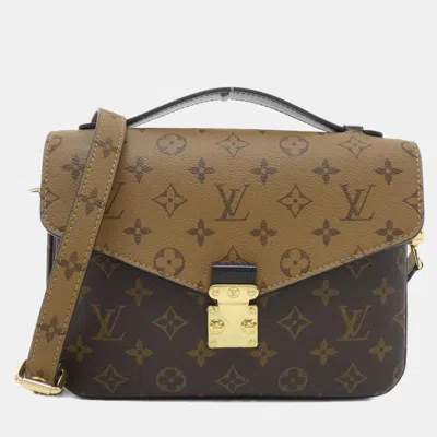 Pre-owned Louis Vuitton Monogram Reverse Pochette Metis Mm Handbag In Brown