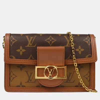 Pre-owned Louis Vuitton Monogram Reverse Portefeuille Dauphine In Brown