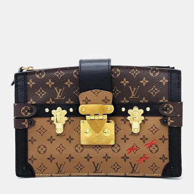 Pre-owned Louis Vuitton Monogram Reverse Trunk Clutch And Shoulder Bag In Brown